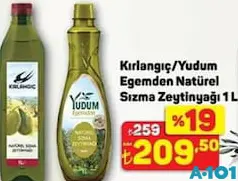 KIRLANGIÇ / YUDUM EGEMDEN NATÜREL SIZMA ZEYTİNYAĞI 1 L fiyat ve kampanya bilgisi